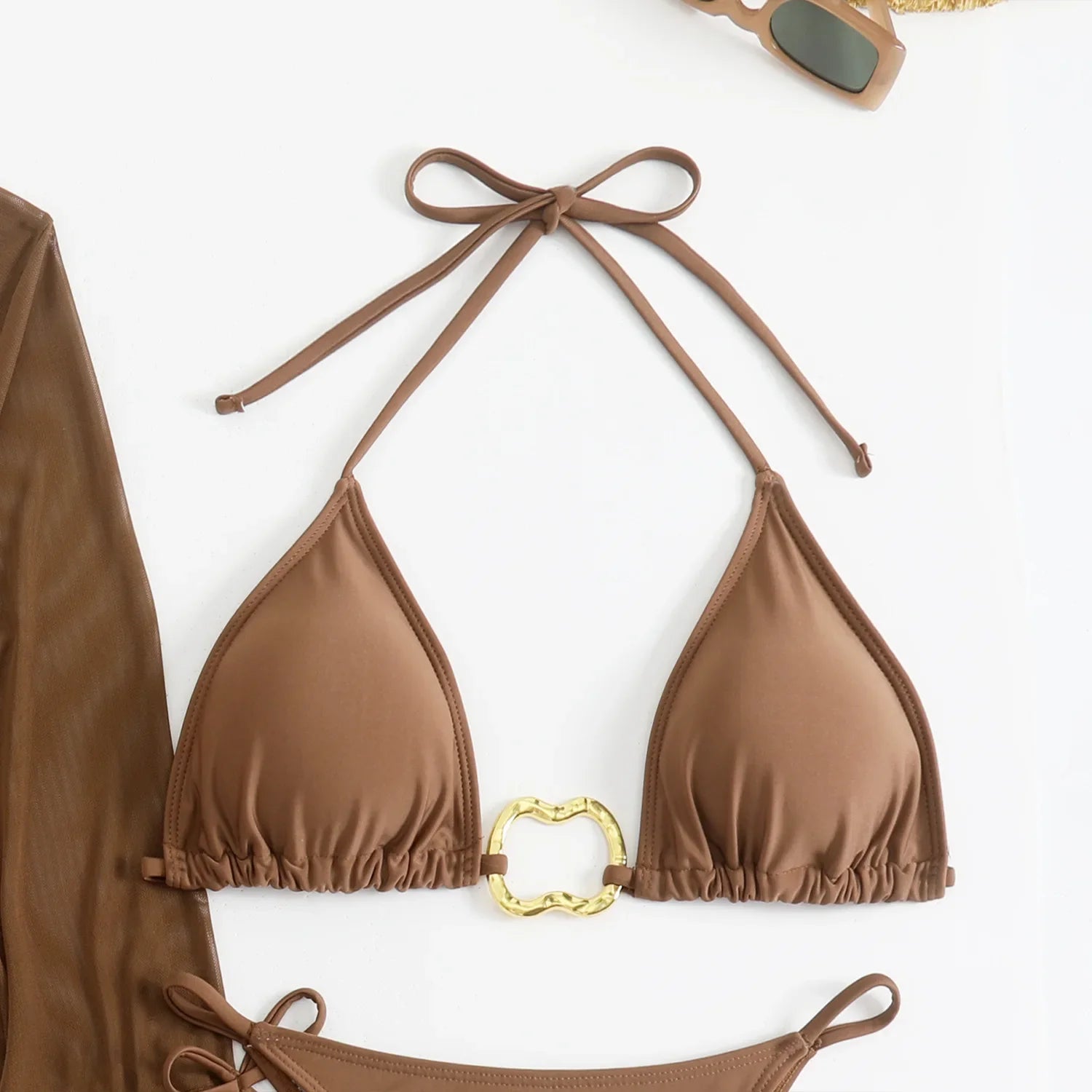 Sexy branco preto 4 peça conjuntos de biquinis feminino manga longa malha cobrir saia maiô praia férias banho biquini