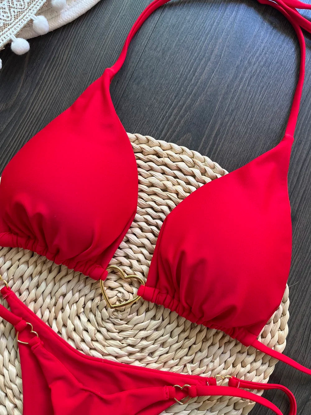 Ruotonsept sexy halter cor sólida conjunto de biquíni maiô feminino de duas peças triângulo tanga maiô biquinis brasileiros