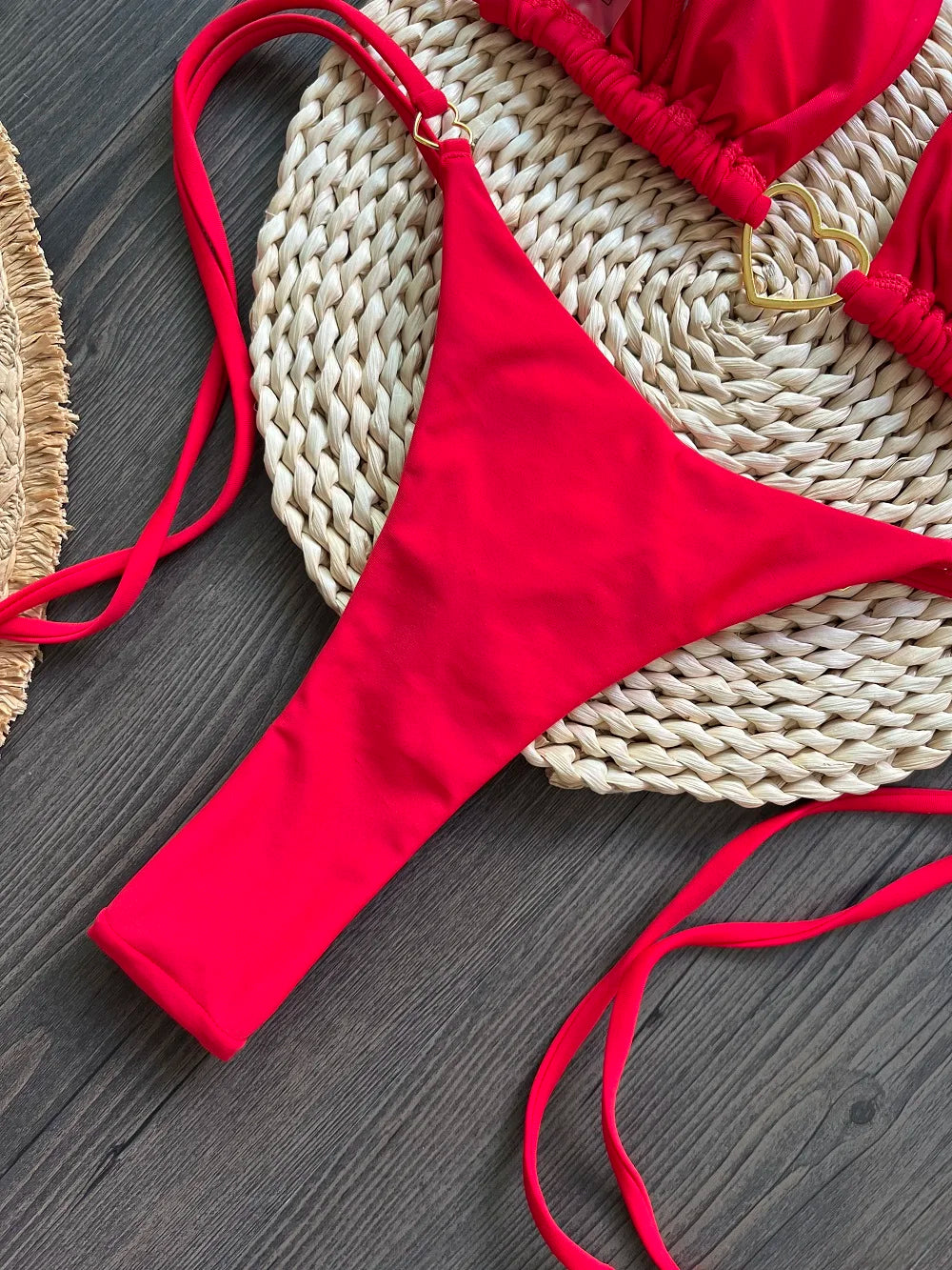 Ruotonsept sexy halter cor sólida conjunto de biquíni maiô feminino de duas peças triângulo tanga maiô biquinis brasileiros