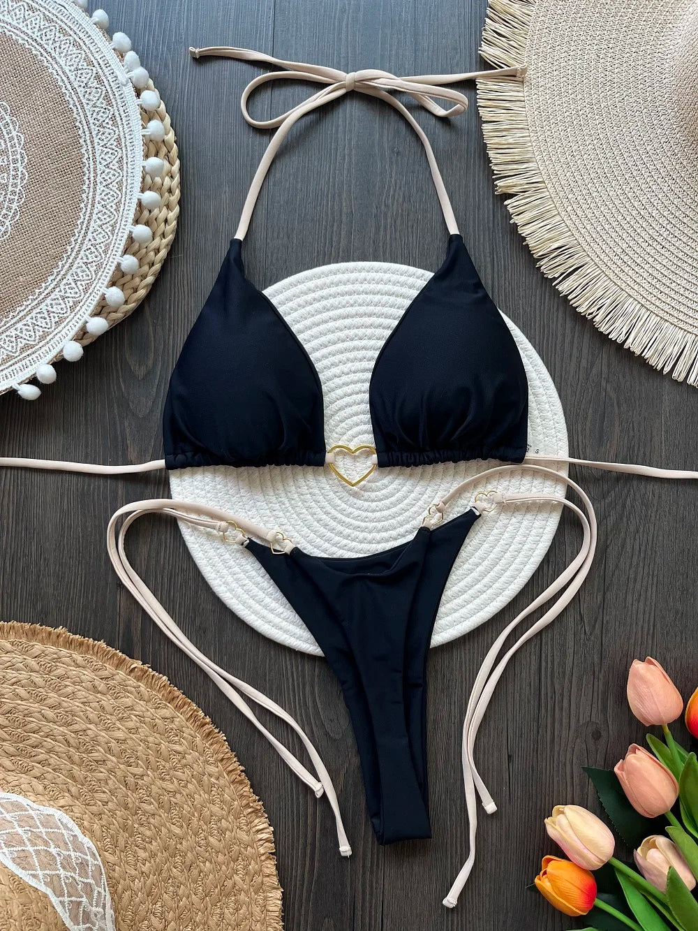 Ruotonsept sexy halter cor sólida conjunto de biquíni maiô feminino de duas peças triângulo tanga maiô biquinis brasileiros