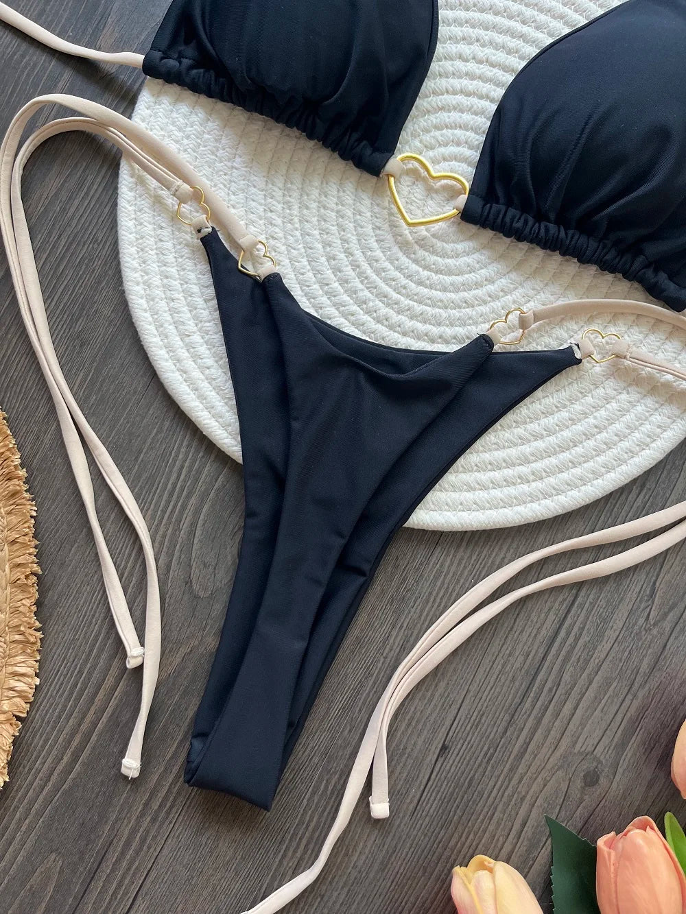 Ruotonsept sexy halter cor sólida conjunto de biquíni maiô feminino de duas peças triângulo tanga maiô biquinis brasileiros