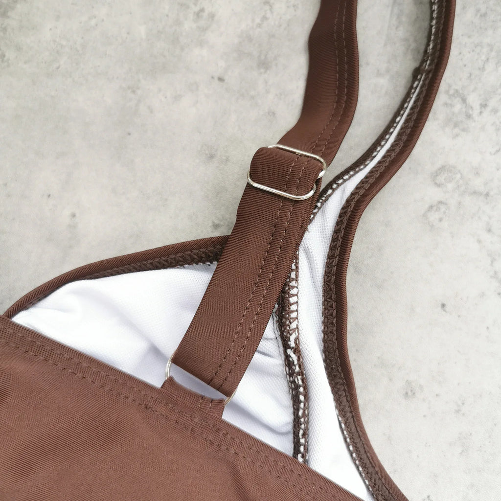 Mulheres café plissado saia longa 3 peça conjunto de biquíni 2025 push up underwire sutiã tanga maiô praia férias maiô