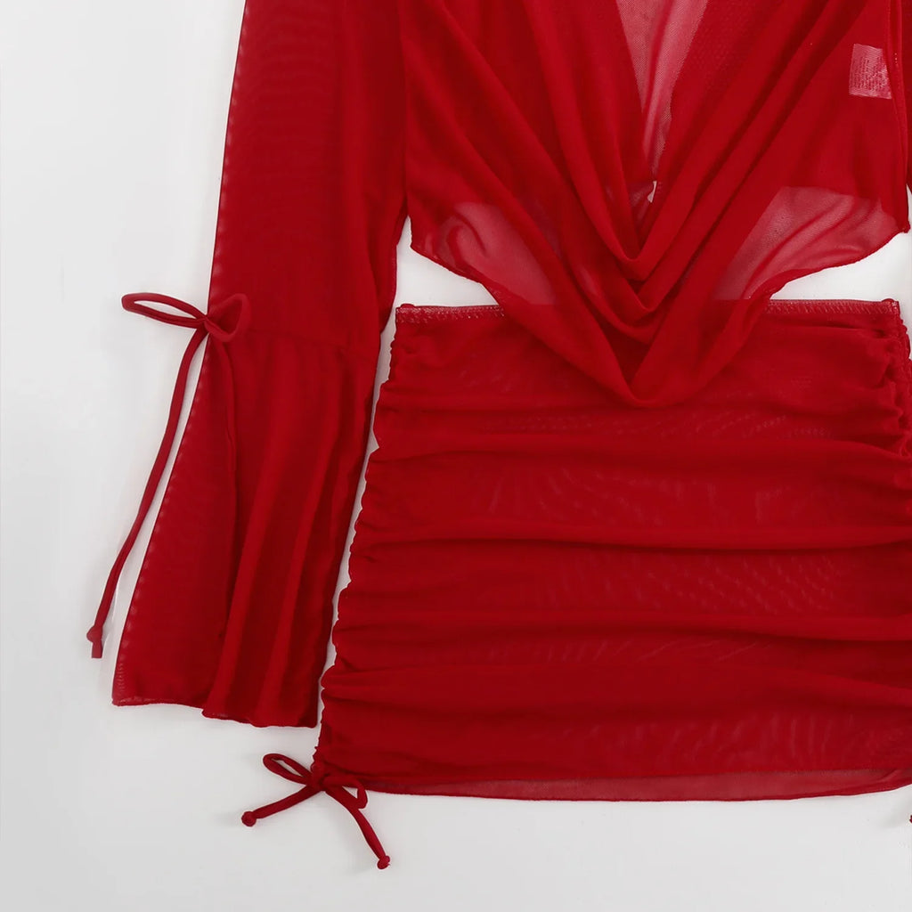 Sexy branco preto 4 peça conjuntos de biquinis feminino manga longa malha cobrir saia maiô praia férias banho biquini