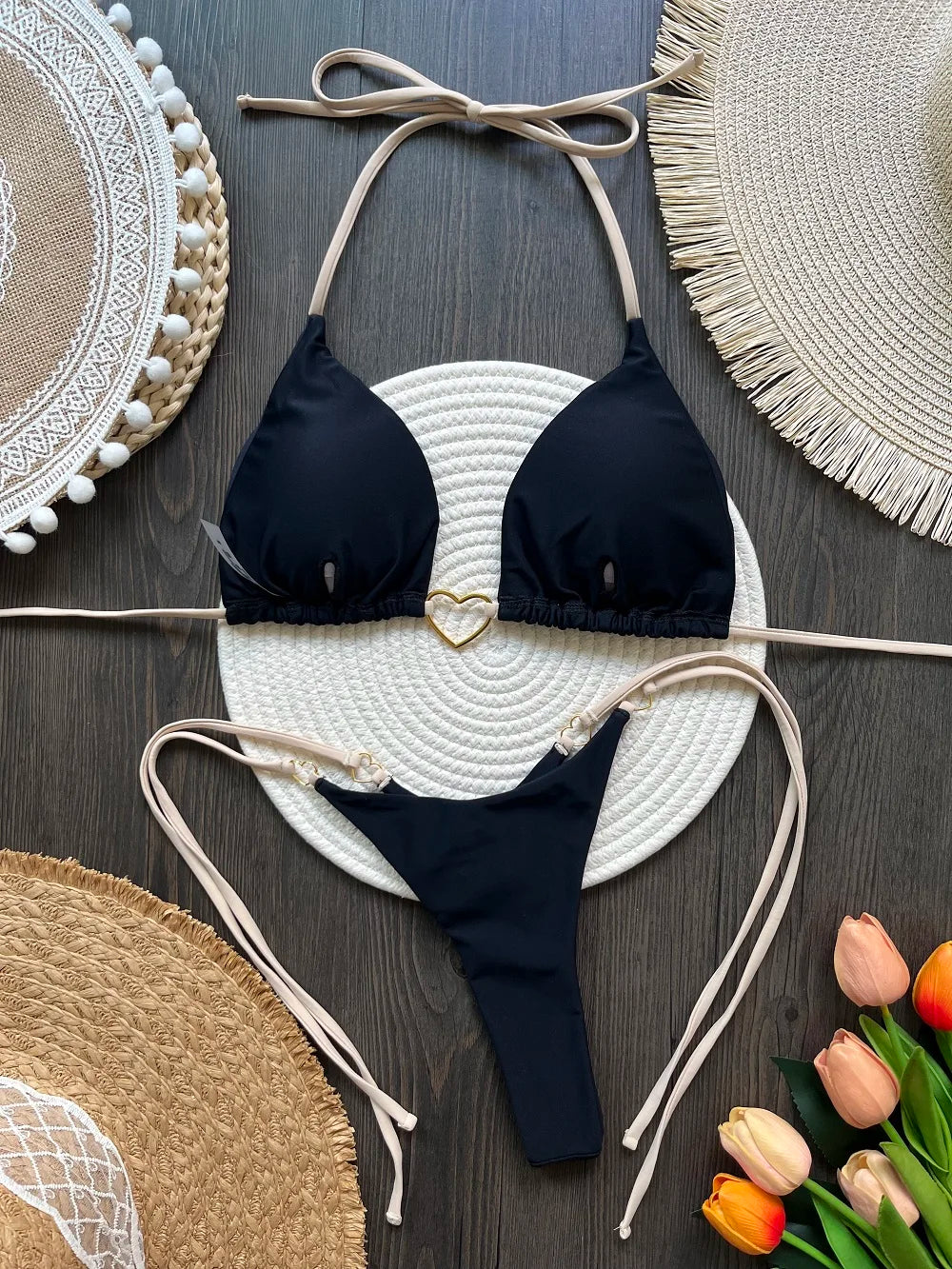 Ruotonsept sexy halter cor sólida conjunto de biquíni maiô feminino de duas peças triângulo tanga maiô biquinis brasileiros