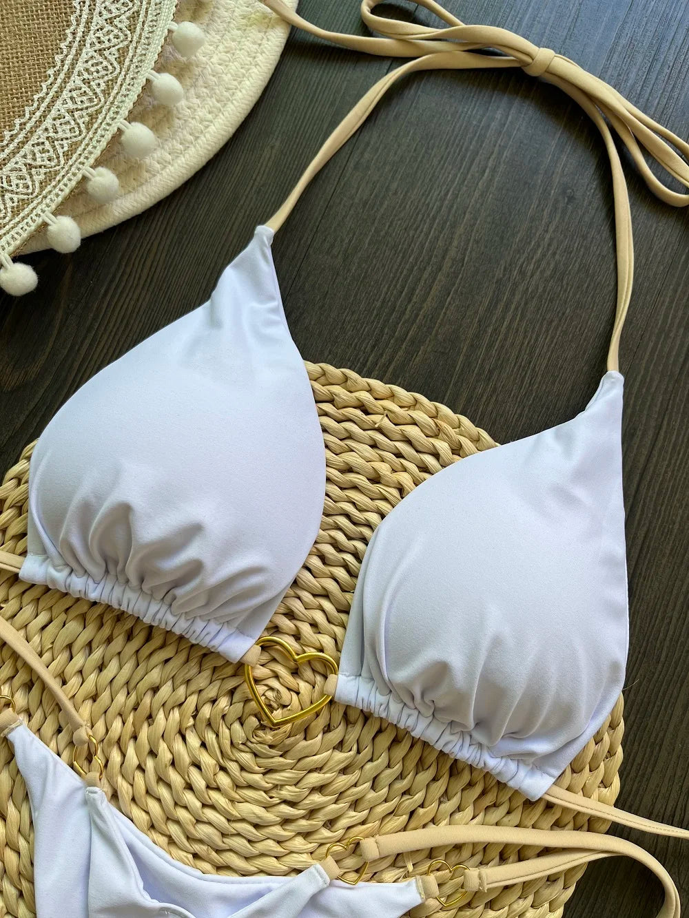 Ruotonsept sexy halter cor sólida conjunto de biquíni maiô feminino de duas peças triângulo tanga maiô biquinis brasileiros